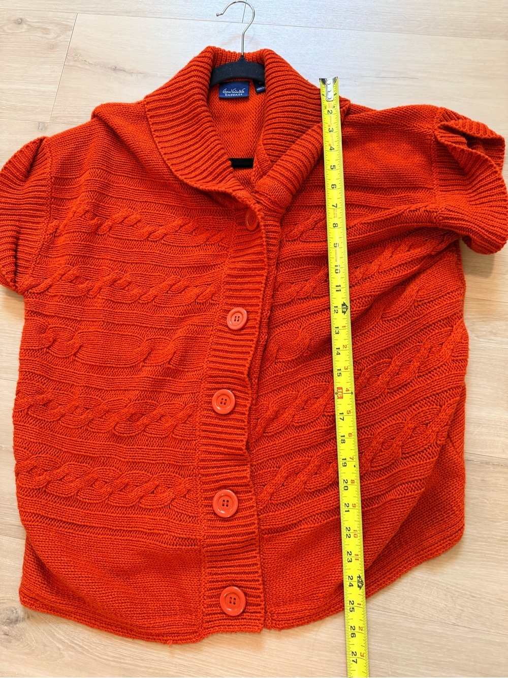 Gloria Vanderbilt 1X Orange Cable Knit Shawl Collar Button Cardigan Sweater - Picture 6 of 7